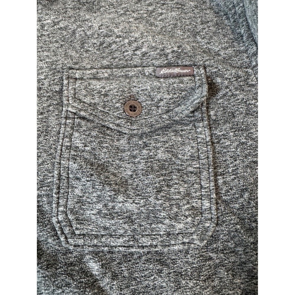 Eddie Bauer Mens Gray Button Up Shirt Jacket Medium Long Sleeve Pockets - Picture 4 of 10